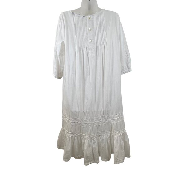 White Zara Cotton 3/4 Sleeve Midi Dress Size XL but fits like Medium - Picture 6 of 11